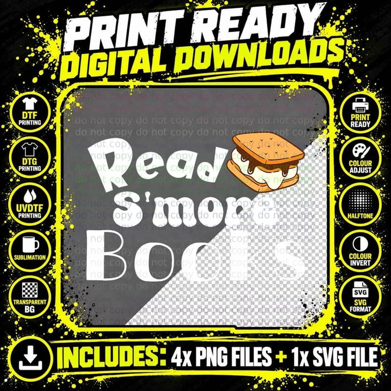 Read S'more Books Reading Lover Bookworm Librarian Funny Png SVG Digital Bundle