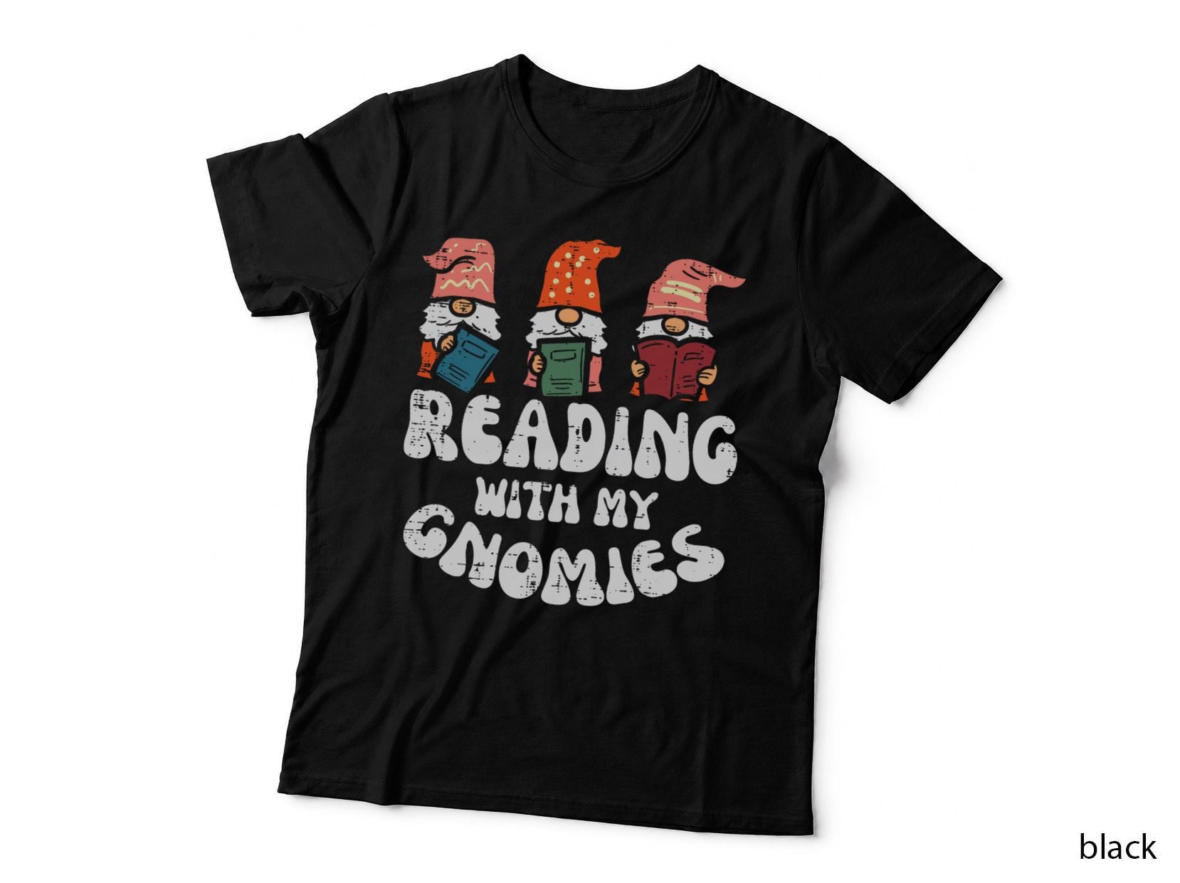 Reading with My Gnomies Funny Gnomes Book Lover Bookworm T-Shirt