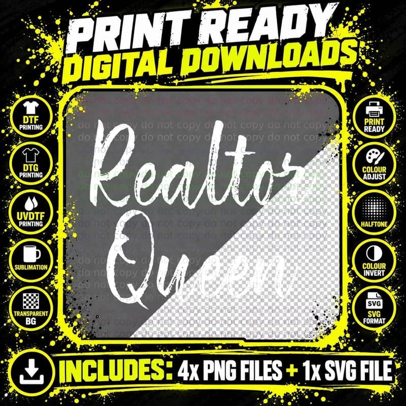 Realtor Queen, Funny Real Estate Gift for Agent & Png SVG Digital Bundle