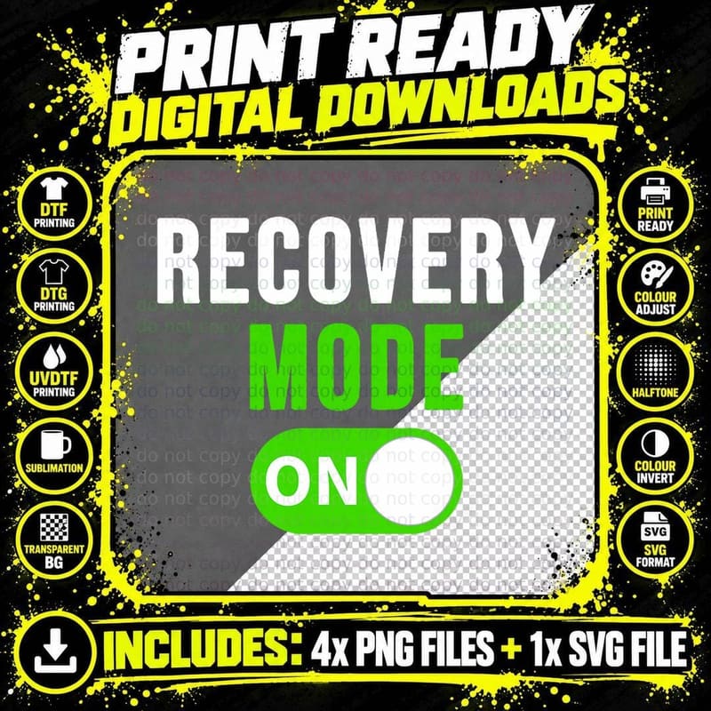 Recovery Mode on Shirt Get Well Gift Funny Injury T-Shirt Png SVG Digital Bundle