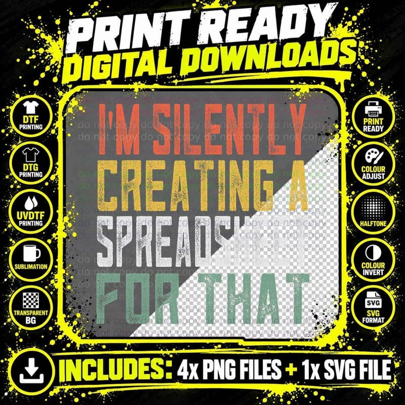 Retro Funny Spreadsheet Gift for Actuary Statistician Png SVG Digital Bundle