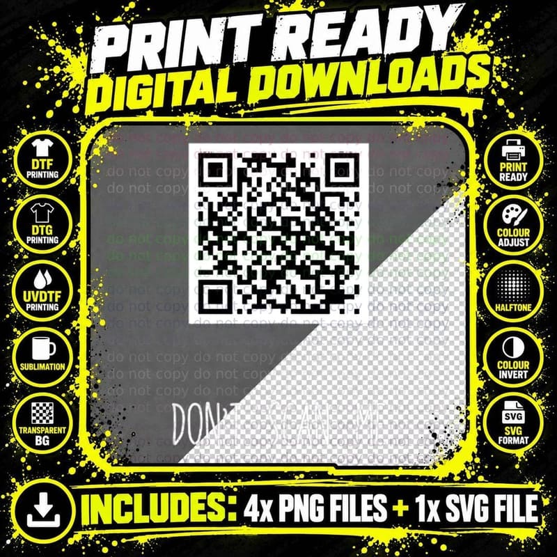 Rick Roll Small QR Scan Code Funny Joke T-Shirt Png SVG Digital Bundle