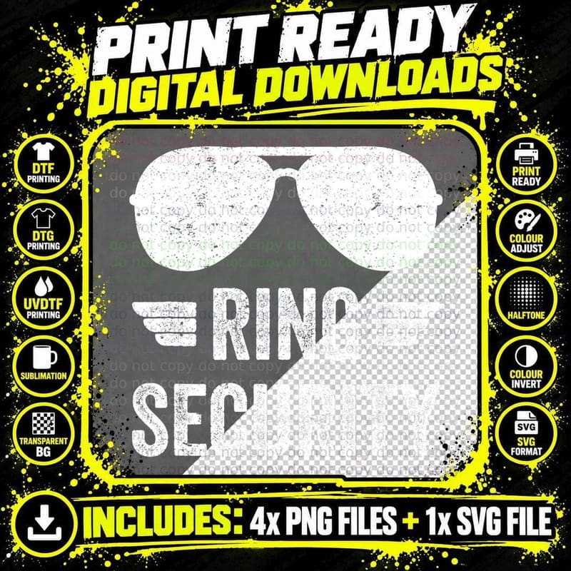 Ring Security Funny T-Shirt for Ring Bearer Boys Youth Png SVG Digital Bundle