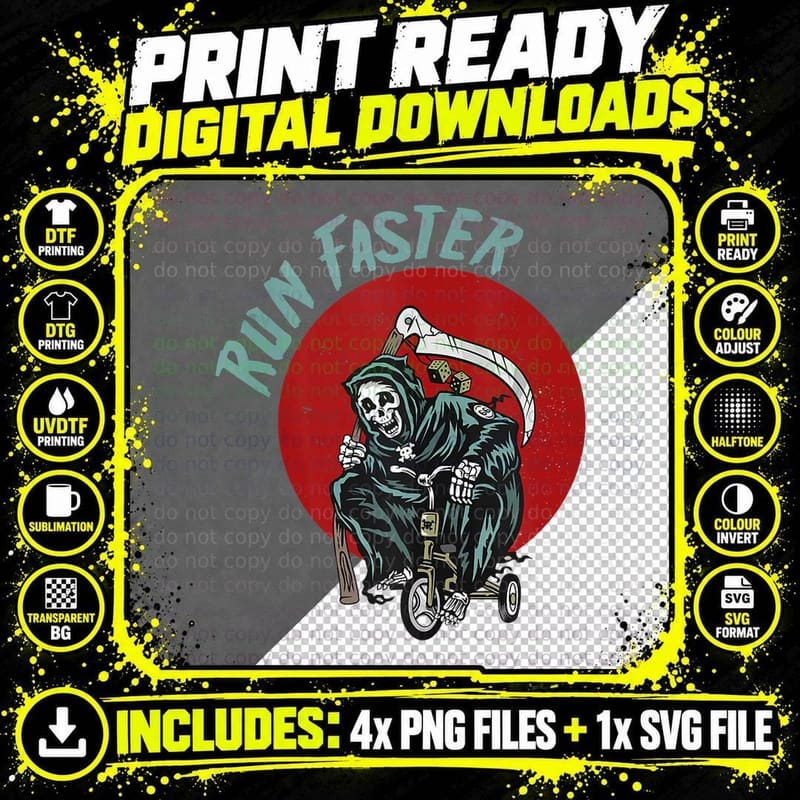 Run Faster Grim Reaper Last Responder Funny Dark Humor Png SVG Digital Bundle