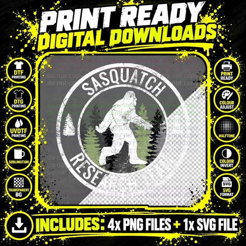 Sasquatch Research TEAM Bigfoot T Funny Novelty Gift Png SVG Digital Bundle