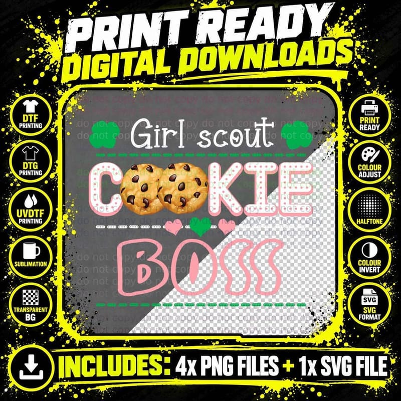 Scout for Girls Cookie Boss Funny Scouting Family Png SVG Digital Bundle