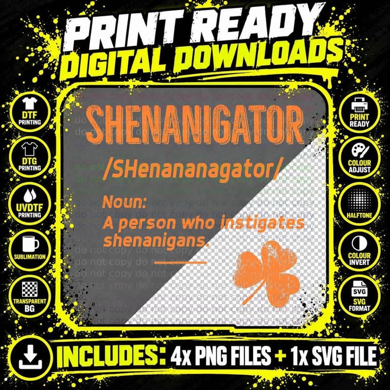 Shenanigans Funny Saint Patricks T-Shirt Png SVG Digital Bundle
