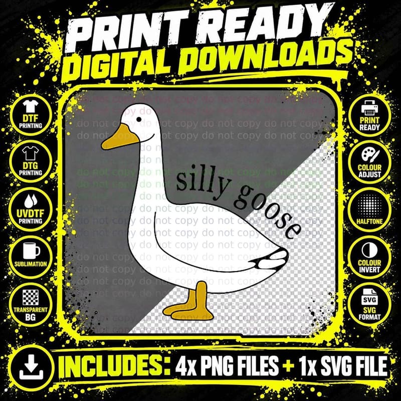 Silly Goose Funny Goose Meme Cute Goose Trendy Clothing Png SVG Digital Bundle
