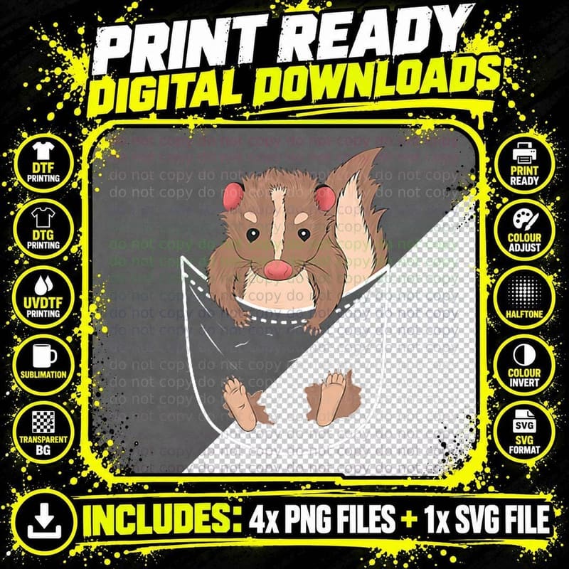 Skunk in the Pocket Funny Pocket Skunk T-Shirt Png SVG Digital Bundle