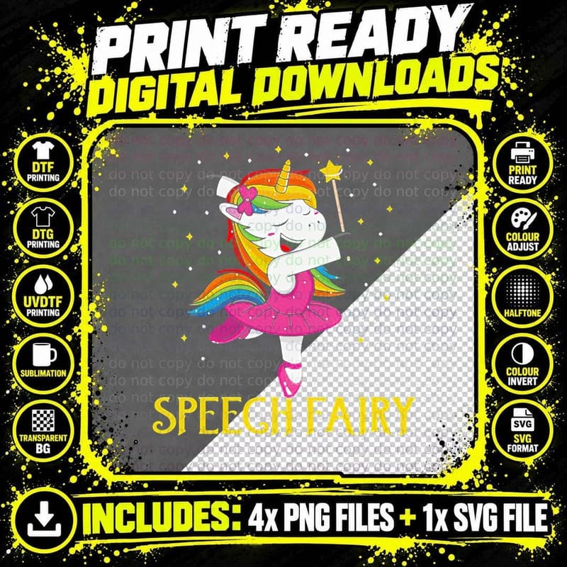 Speech Fairy Funny Unicorn, Funny Gift T-Shirt Png SVG Digital Bundle