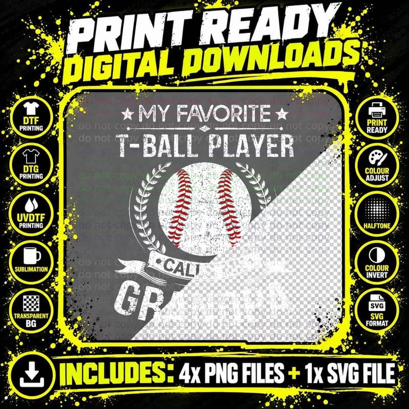 T Ball Grandpa Shirt - Funny Proud Tee Ball Grandpa Png SVG Digital Bundle