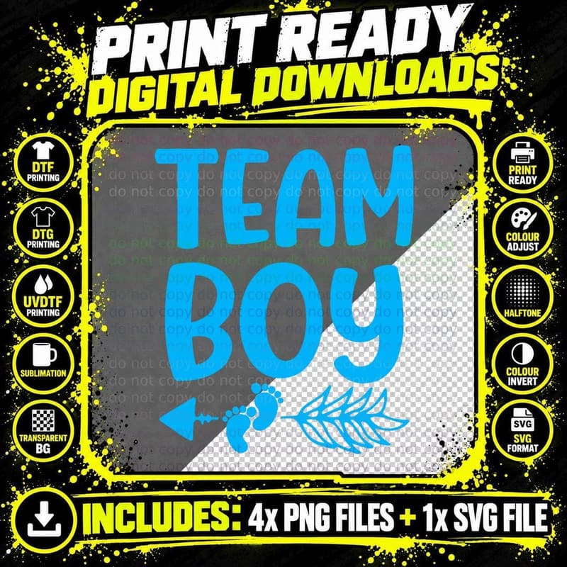 Team Boy Gender Reveal Idea- Funny Baby Announcement Png SVG Digital Bundle