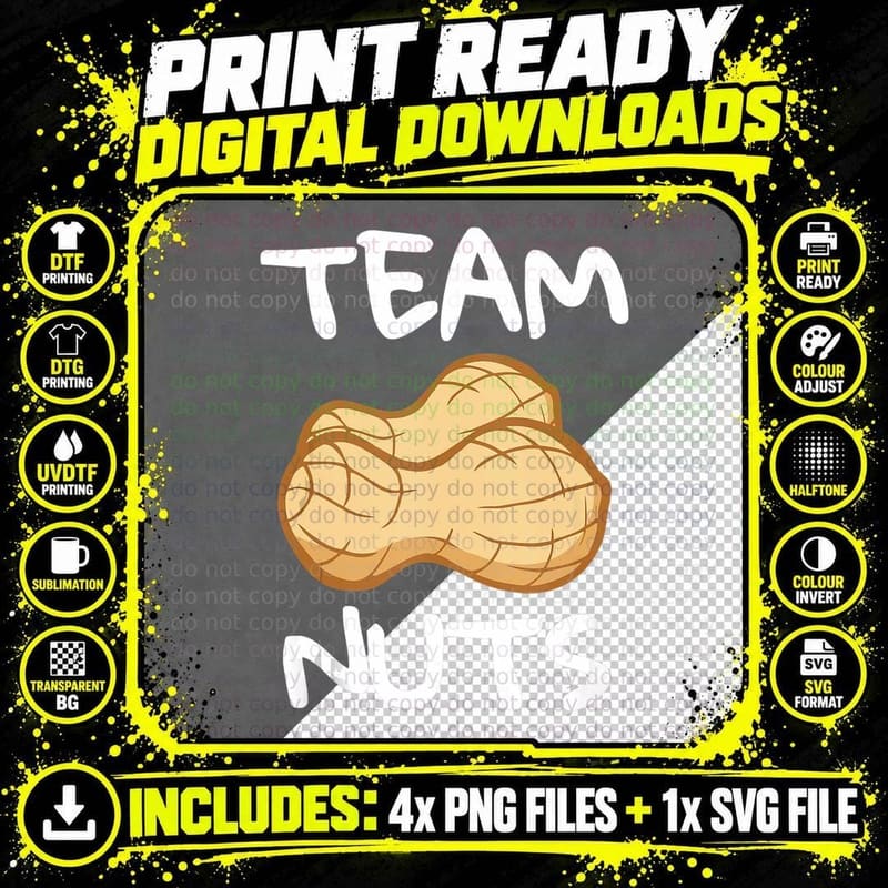 Team Nuts Funny Team Boy Baby Gender Reveal Png SVG Digital Bundle