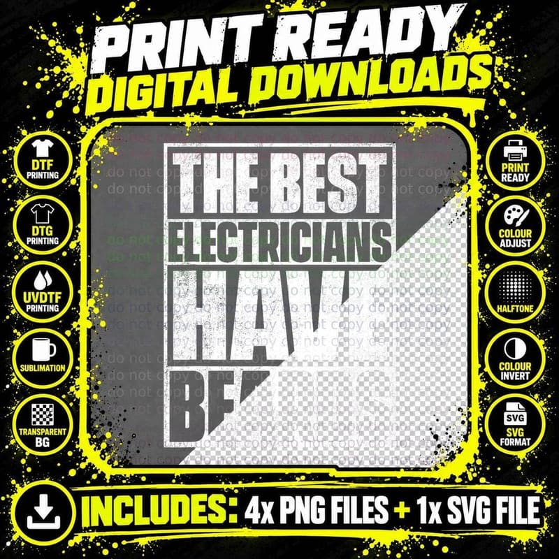 The Best Electricians Have Beards T-Shirt - Funny Beard Png SVG Digital Bundle