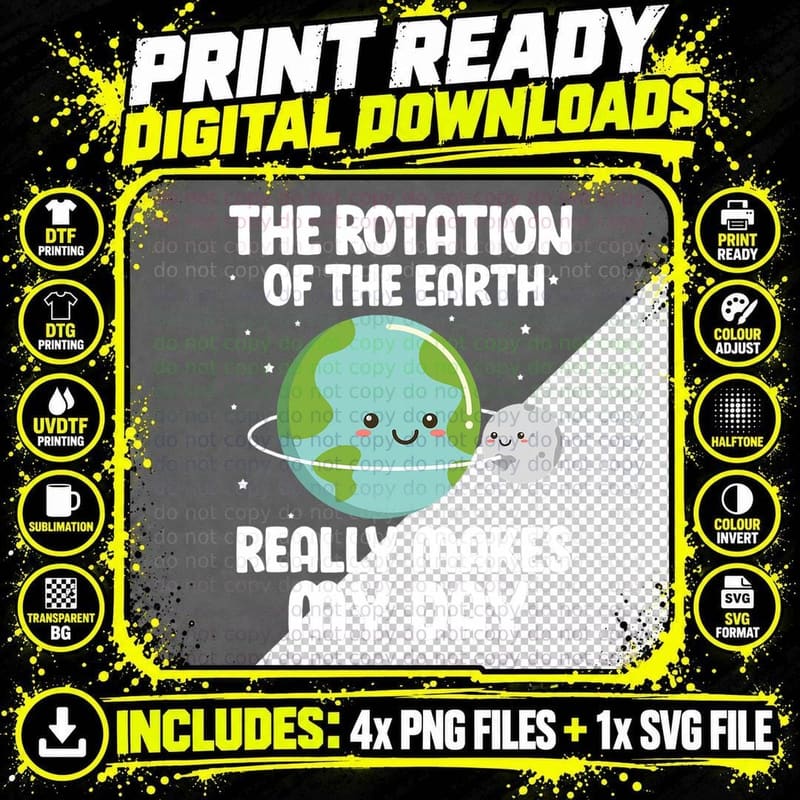 The Rotation of the Earth Funny Earth Day Science T-Shirt Png SVG Digital Bundle