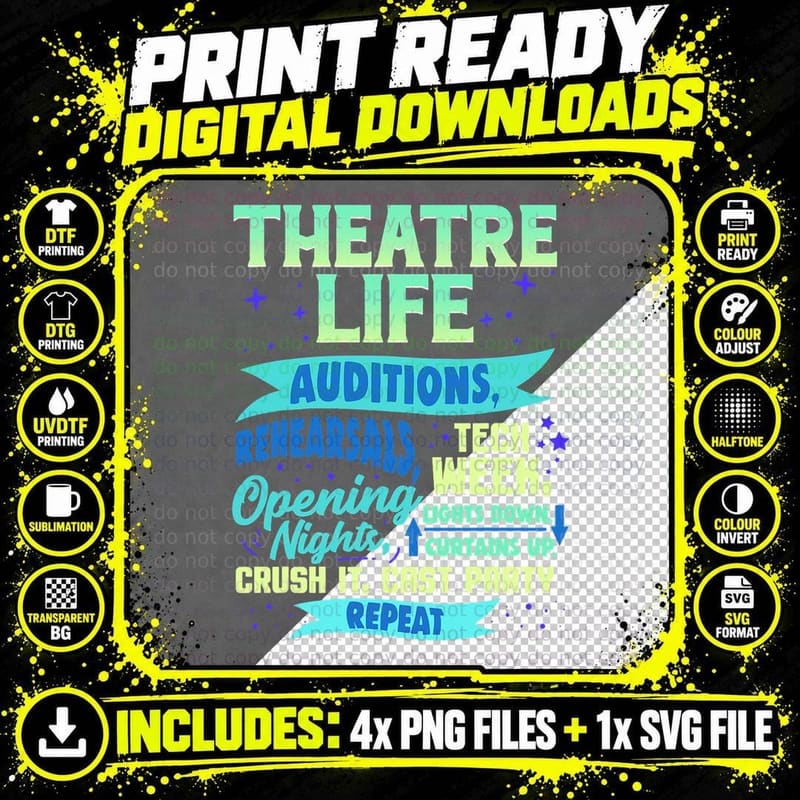 Theatre Nerd Actor Gift Shirt Funny Musical Theater Png SVG Digital Bundle