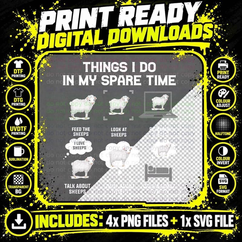 Things I Do in My Spare Time Sheeps Funny Sheep Cute Png SVG Digital Bundle