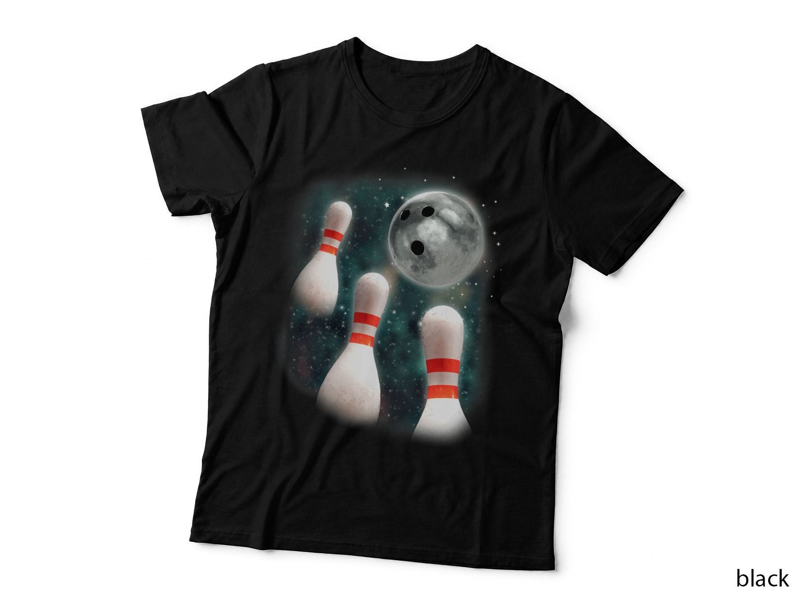 Three Candlepin Moon 3 Bowling Pin Weird Funny Bowler T-Shirt