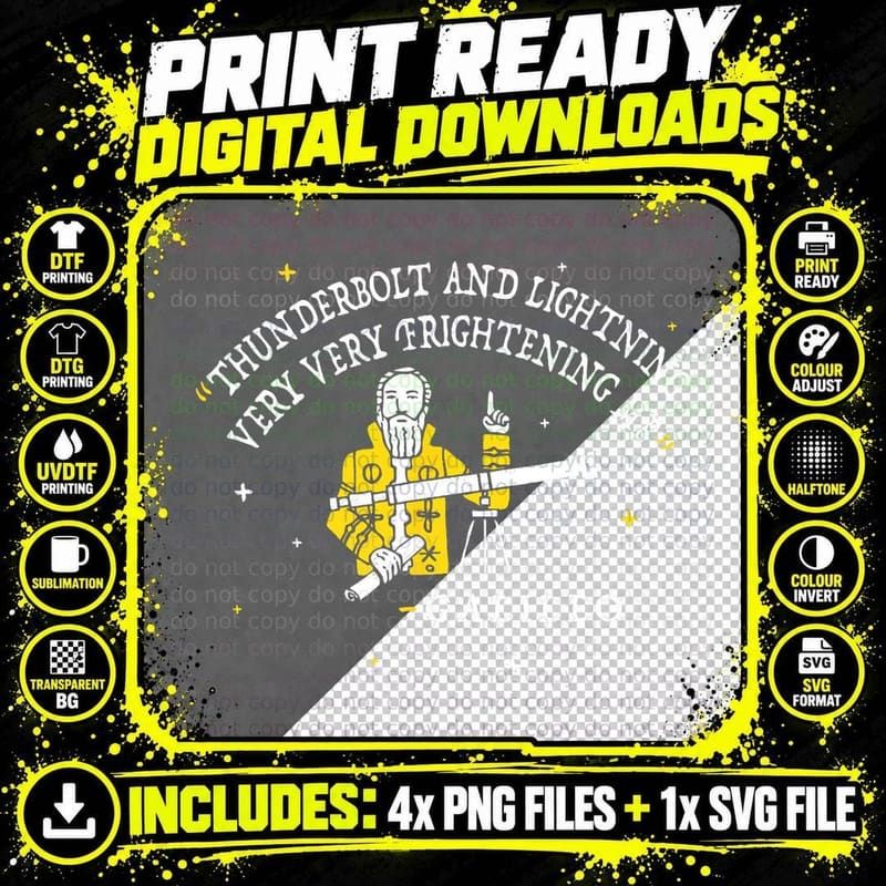 Thunderbolt Lightning Very Frightening Me Galileo Funny Png SVG Digital Bundle