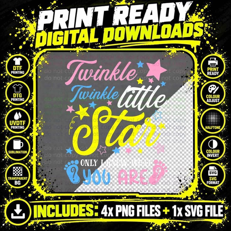 Twinkle Twinkle Little Star Funny Gender Keeper Reveal Png SVG Digital Bundle
