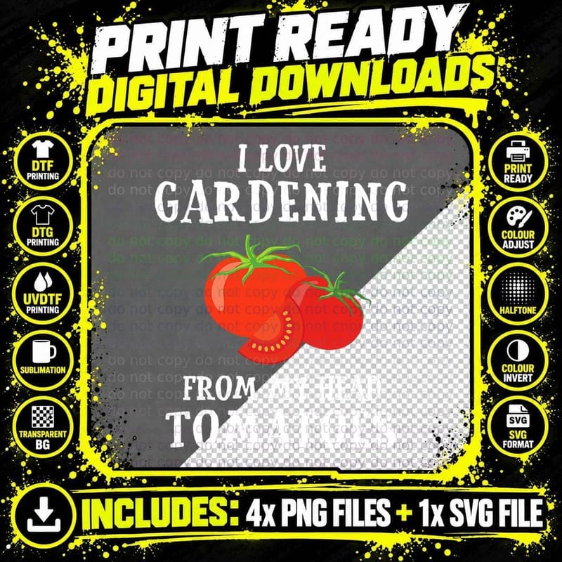 Vegetable Gardener, Gardening, Funny Pun Head Tomatoes Png SVG Digital Bundle