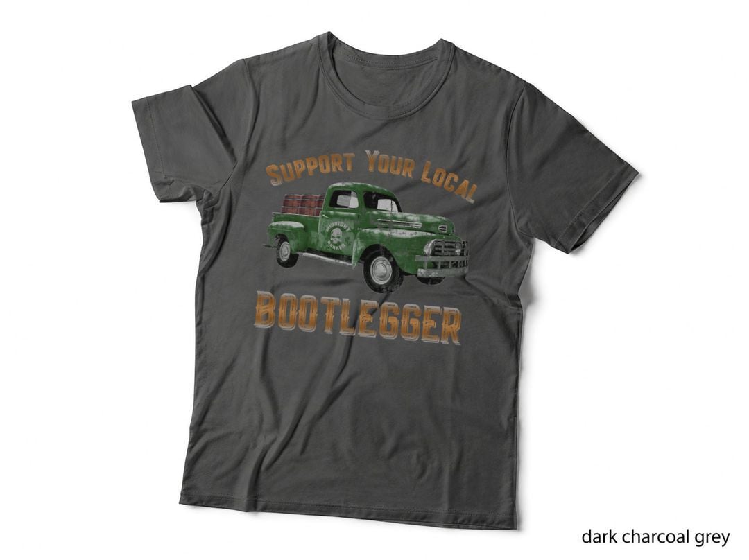 Vintage Support Your Local Bootlegger Funny Moonshine T-Shirt