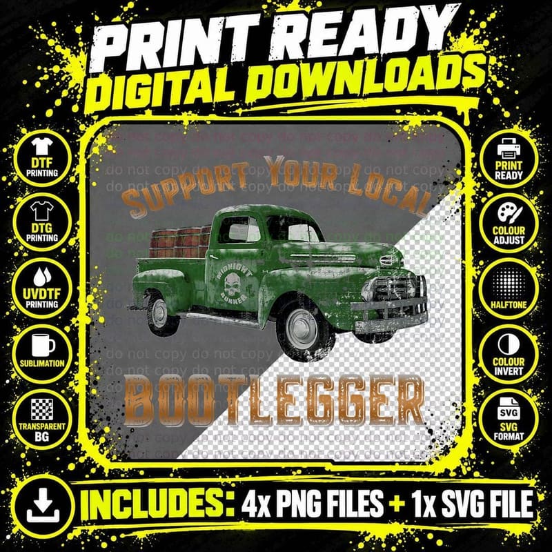 Vintage Support Your Local Bootlegger Funny Moonshine Png SVG Digital Bundle