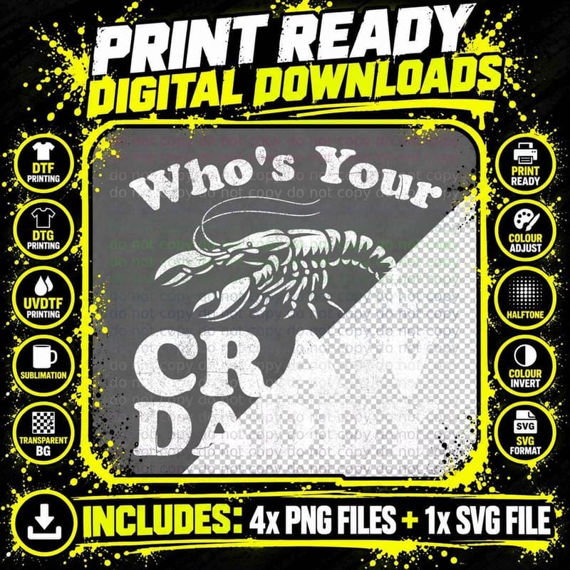 Who's Your Crawdaddy Funny Crawfish Boil Mardi Gras Png SVG Digital Bundle