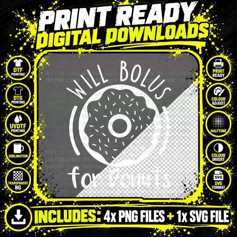 Will Bolus for Donuts Type1 T1 Diabetes Shirt Funny Png SVG Digital Bundle