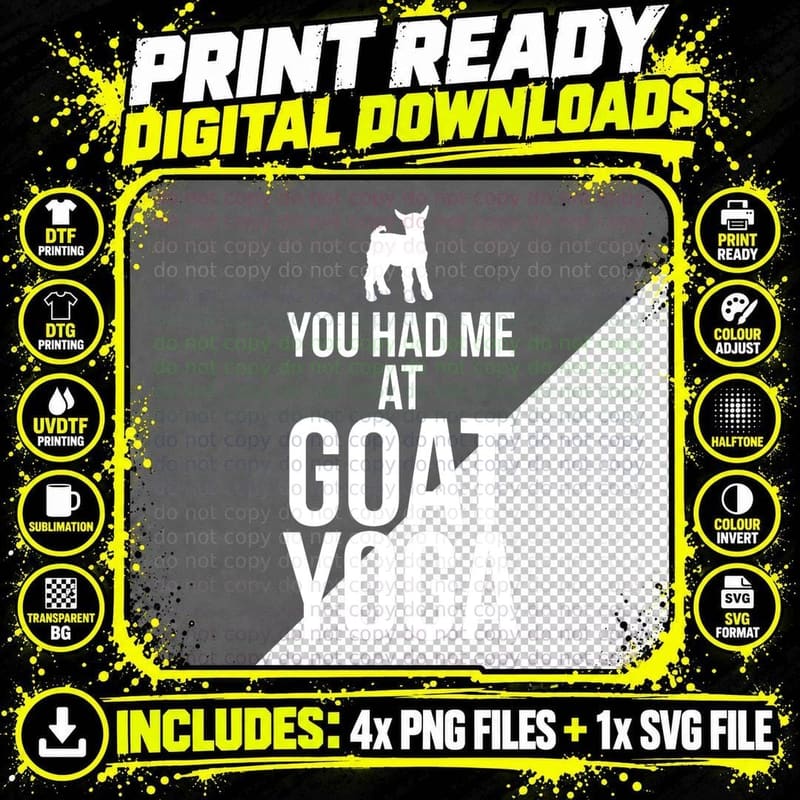 You Had Me at Goat Yoga Funny Goat Yoga Meditation Png SVG Digital Bundle