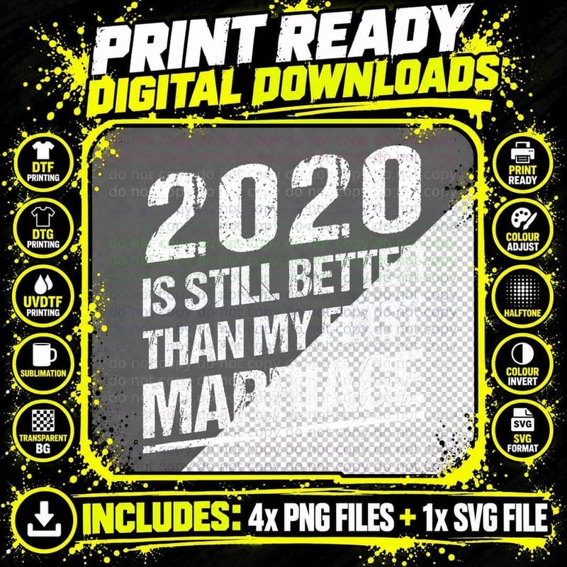 2020 Is Still Better Than My First Marriage Funny Meme Png SVG Digital Bundle