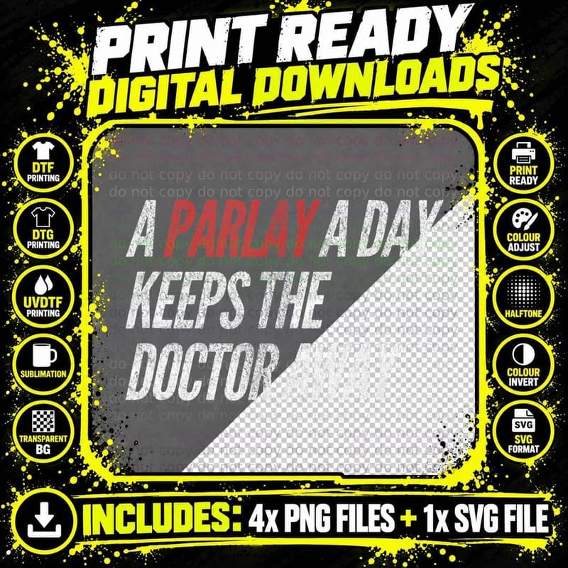 A Parlay a Day Funny Gambling Sports Betting Png SVG Digital Bundle