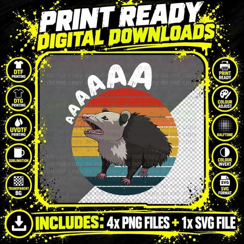 Aaaaaa Screaming Opossum Stressed Possum Funny Dank Meme Png SVG Digital Bundle