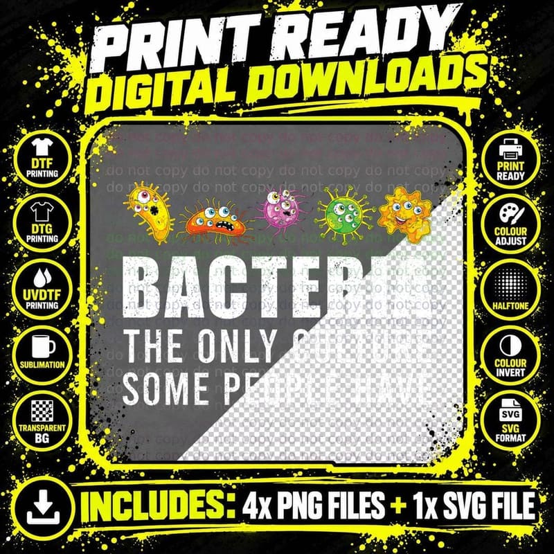 Bacteria Culture Funny Biologist Microbiology Bacteria Png SVG Digital Bundle