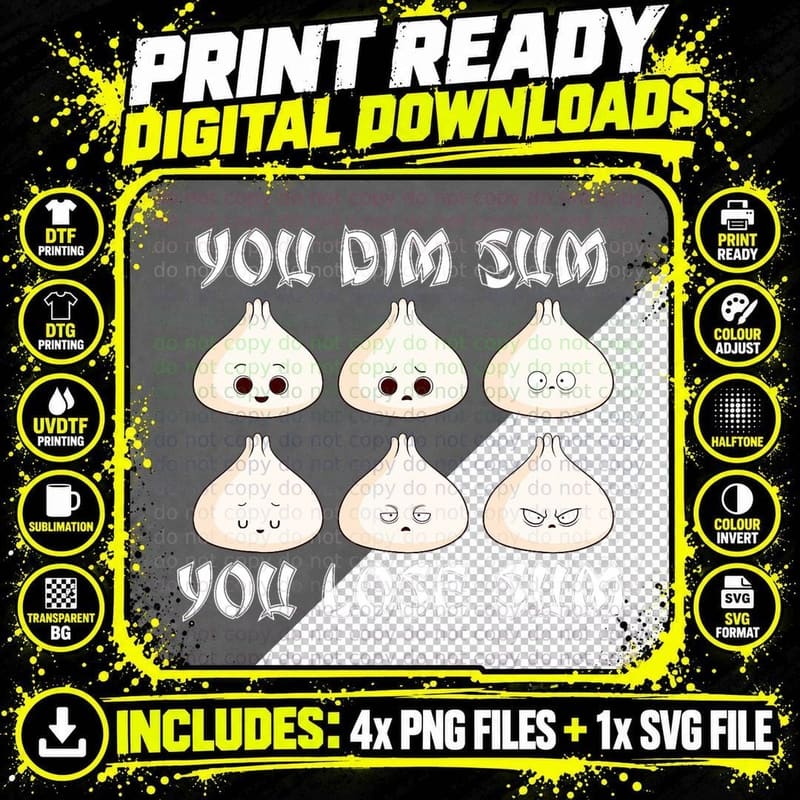 Bao Bun Funny Dim Sum Dumpling Potsticker Asian Food Png SVG Digital Bundle