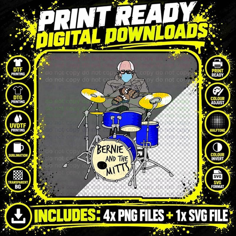 Bernie Sanders Mittens Drumming Funny Drum Inauguration Png SVG Digital Bundle