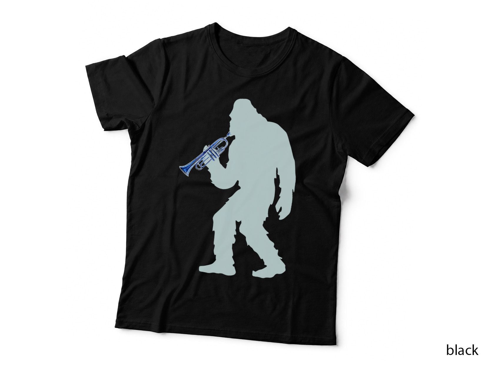 Bigfoot Playing Trumpet Music Funny Musical Instruments T-Shirt