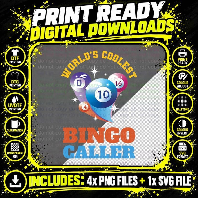 Bingo World's Coolest Bingo Caller Gambling Funny Bingo Png SVG Digital Bundle