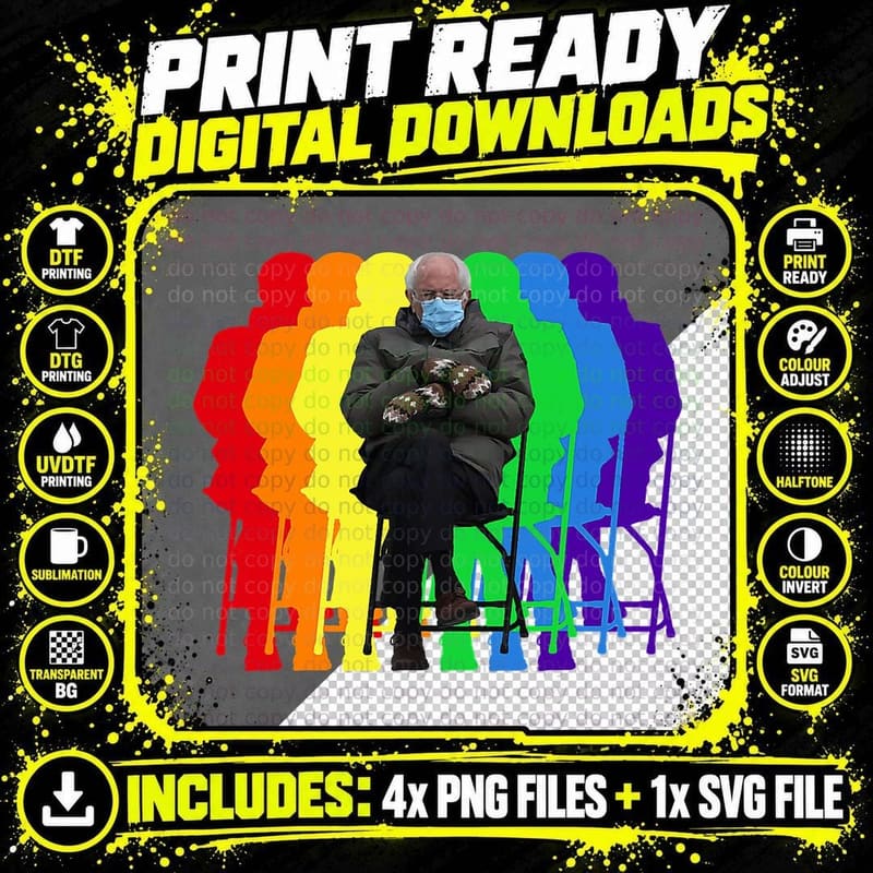Bundled up Bernie Sanders Meme - Funny Mittens Chair Png SVG Digital Bundle