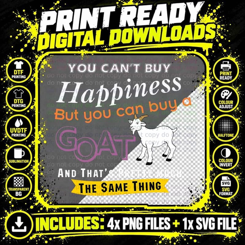 Buy a Goat for Happiness Funny T-Shirt Goat Owner Tee Png SVG Digital Bundle