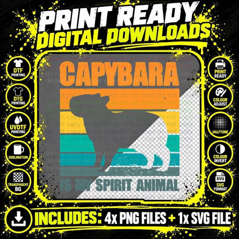Capibara Wildlife Animal Funny Capybara Is My Spirit Png SVG Digital Bundle