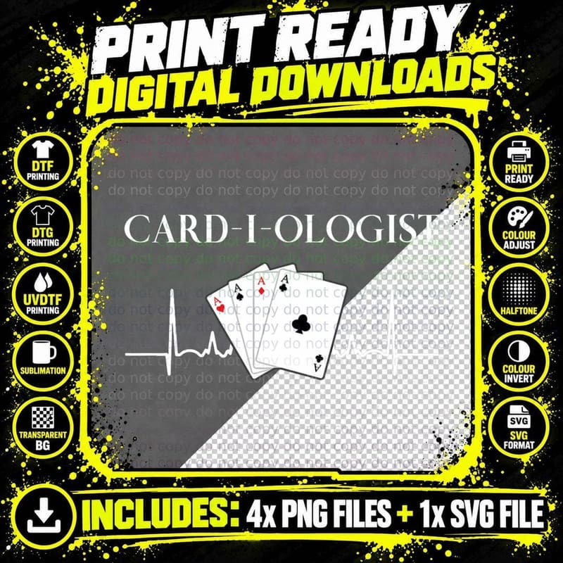 Card-I-Ologist Funny Poker Player Casino Gift T-Shirt Png SVG Digital Bundle