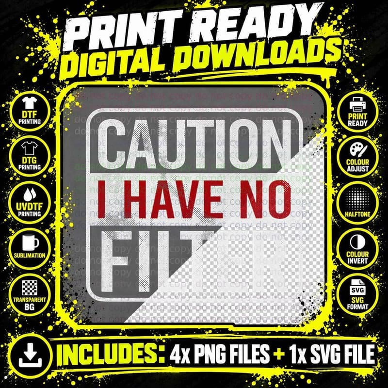 Caution I Have No Filter Funny Sarcastic Humor Short Png SVG Digital Bundle
