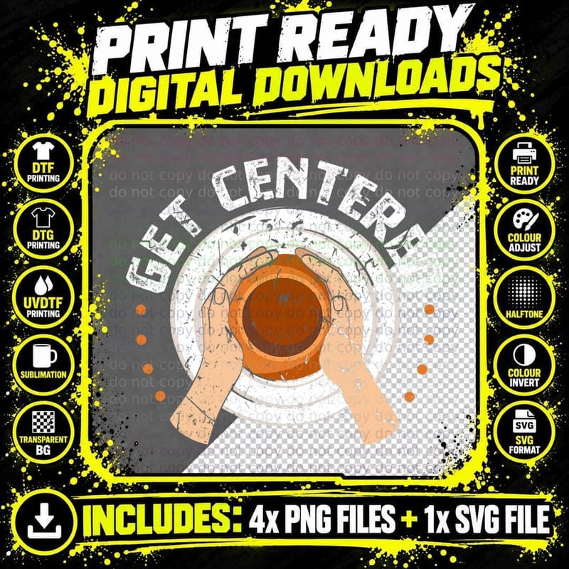 Ceramic Artist Get Centered, Funny Pottery Wheel T-Shirt Png SVG Digital Bundle