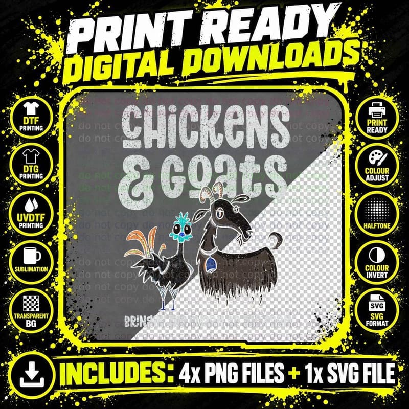 Chickens and Goats, Funny Farm Tee for Goat Farmers Png SVG Digital Bundle