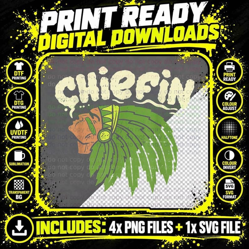 Chiefin Weed Smoking Funny 420 Cannabis Marijuana 420 Png SVG Digital Bundle