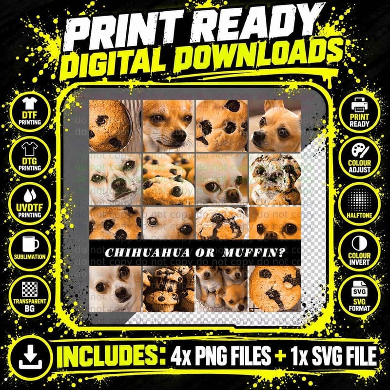 Chihuahua or Muffin AI Machine Learning Food or Object Png SVG Digital Bundle
