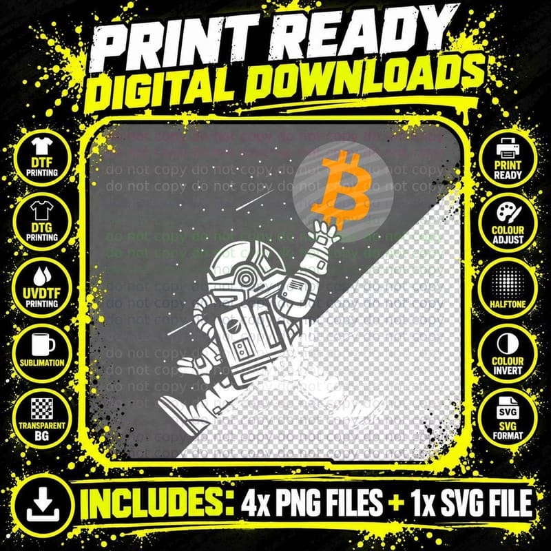 Crypto Bitcoin Shirt Funny HODL BTC Astronaut Crypto Png SVG Digital Bundle