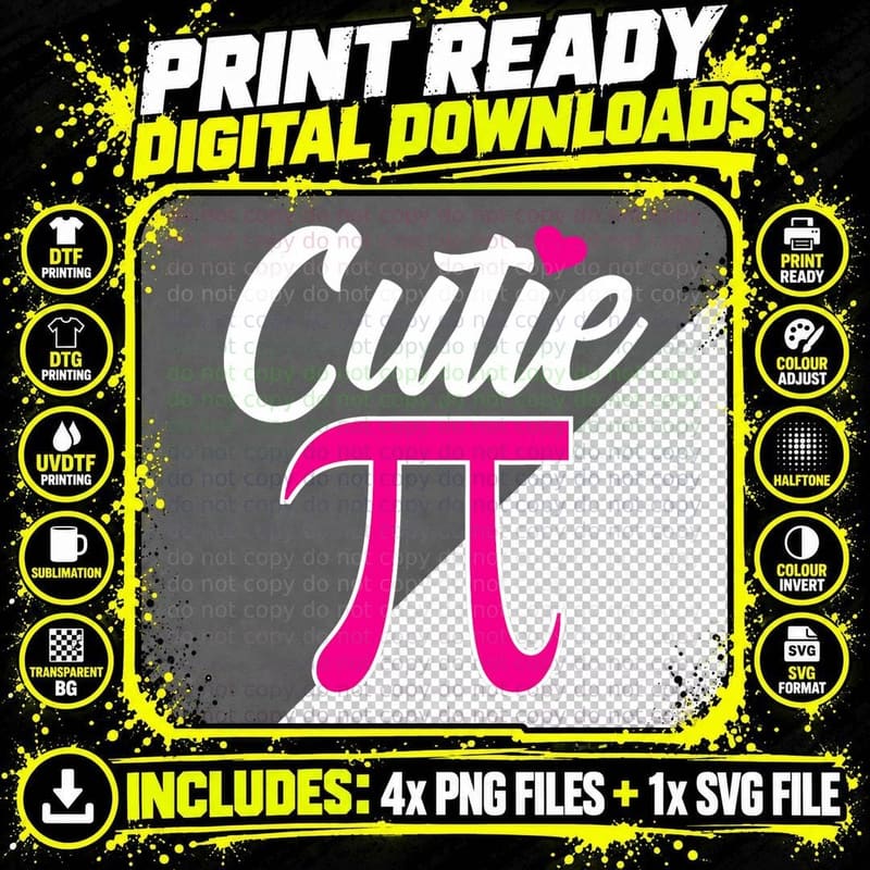 Cutie PI Funny PI Day Co. T-Shirt Png SVG Digital Bundle