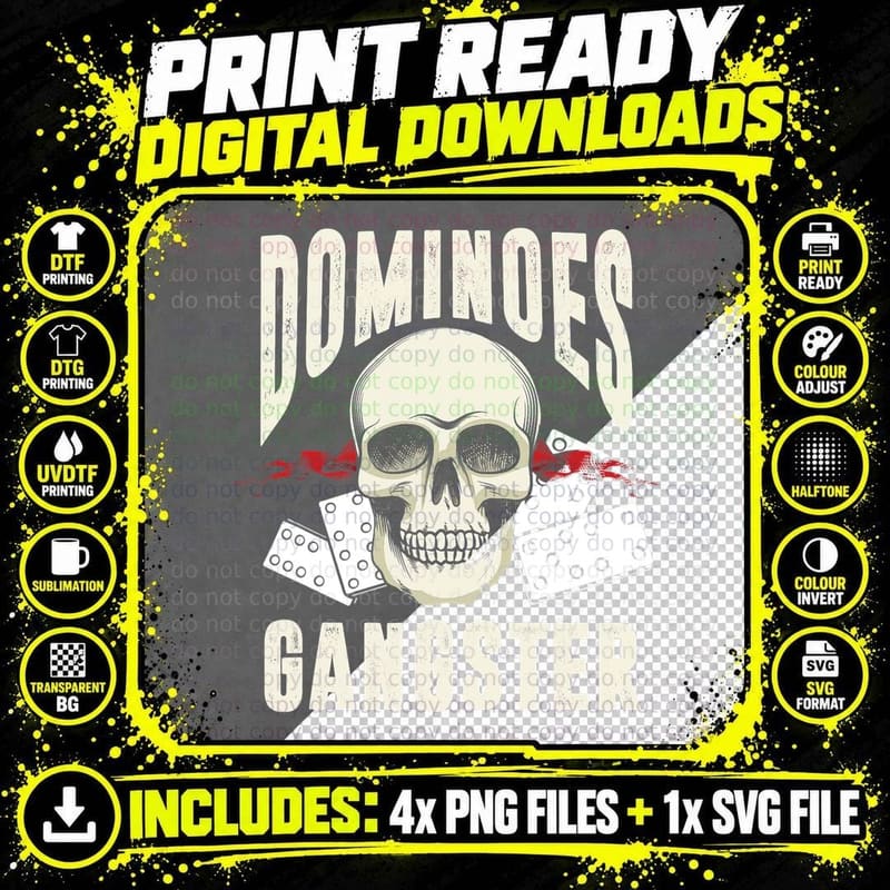 Dominoes Shirt Funny Dominoes Gangster Dominoes Player Png SVG Digital Bundle